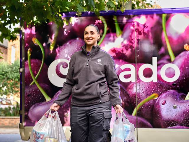 An Ocado grocery delivery