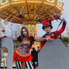 Halloween characters by the rides at Lightwater Valley