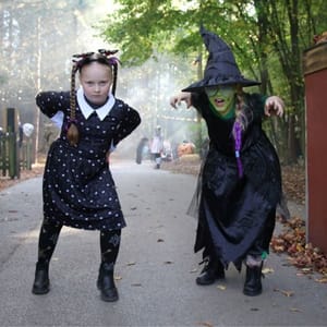 Children in Halloween costumes at Lightwater Valley