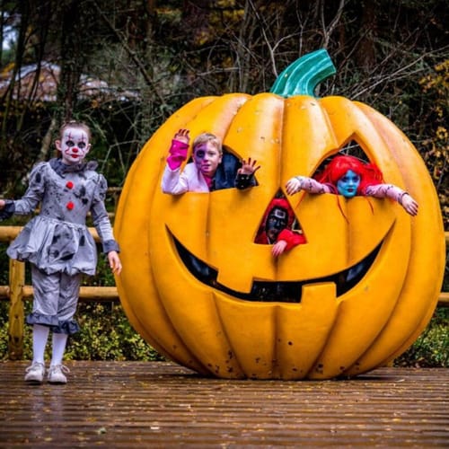 Giant pumpkin photo spot at Landmark Spookfest