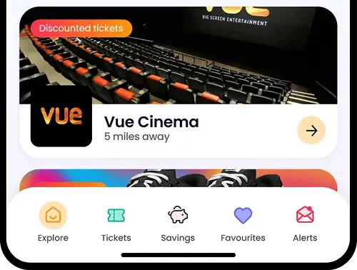 The Kids Pass app showing different offers