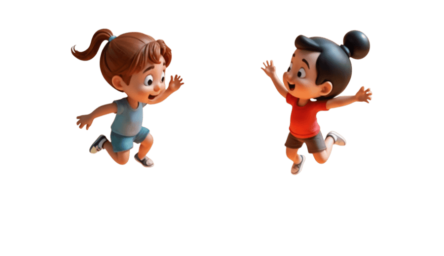 Kids jumping on a phone featuring the splash screen of the Kids Pass app