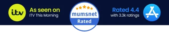As seen on ITV · Mumsnet Rated · Rated 4.4 on the App Store
