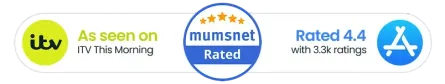 As seen on ITV · Mumsnet Rated · Rated 4.4 on the App Store