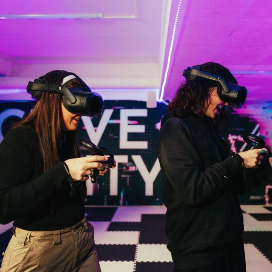Players in VR headsets at Active Reality