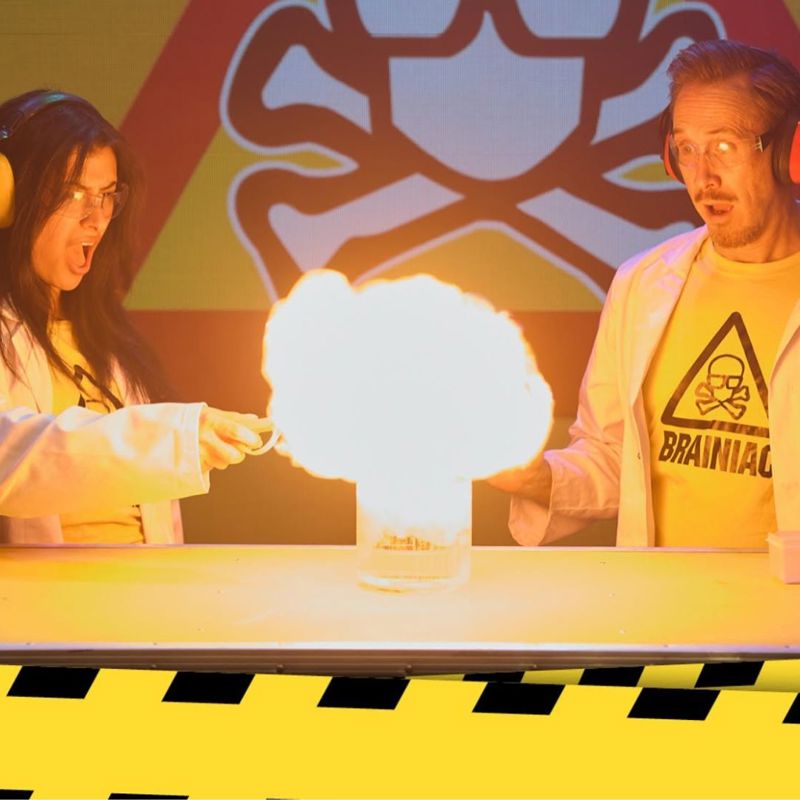 Brainiac Live stage science demonstration