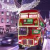 Grinchmas sightseeing bus under London Christmas lights