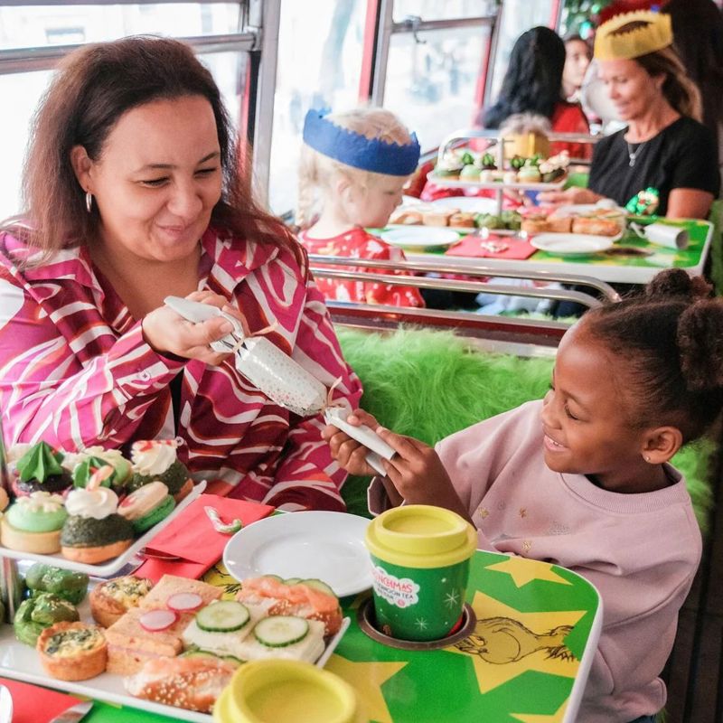 Parent and child enjoying Grinchmas Afternoon Tea
