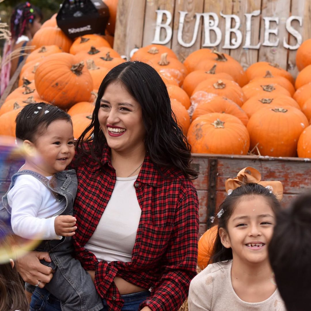 Family at Hobbledown Epsom Pumpkin Patch