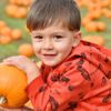 Child with pumpkin at Hobbledown Heath Pumpkin Patch