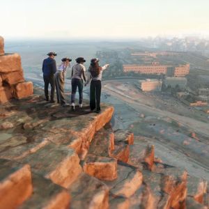 Visitors exploring the Great Pyramid in VR