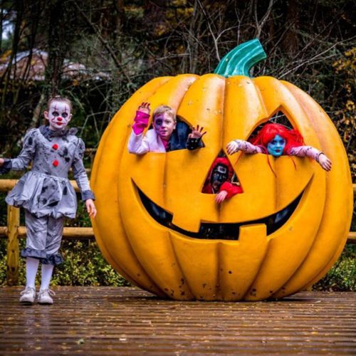 Giant pumpkin photo spot at Landmark Spookfest