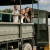 Children spotting animals on safari at Port Lympne Reserve