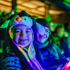 Child enjoying Sky Kingdom drone light show