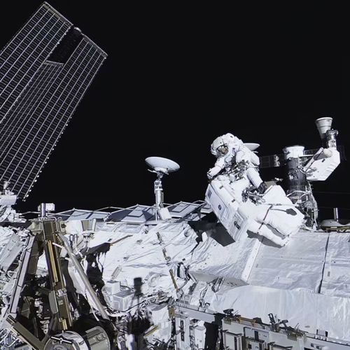 Astronaut spacewalk at the International Space Station