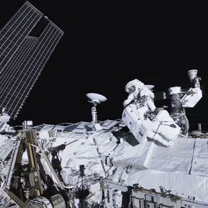Astronaut spacewalk at the International Space Station