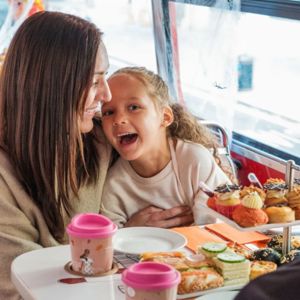 Family enjoying Halloween afternoon tea onboard
