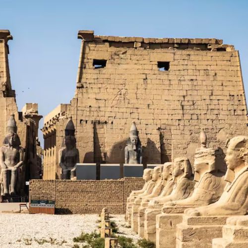 Ancient Egyptian temple and statues