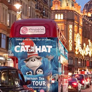 Cat in the Hat London sightseeing bus at Christmas