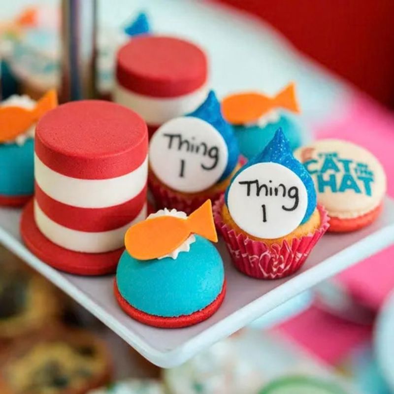 Cat in the Hat themed afternoon tea treats
