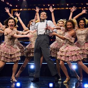The Producers cast performing at Garrick Theatre