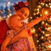 Baby enjoying festive lights at The Wundrful World of Christmas