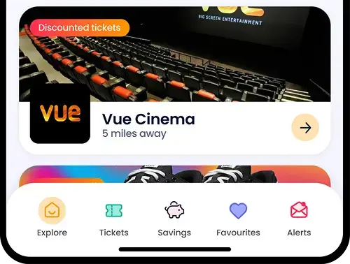 The Kids Pass app showing different offers